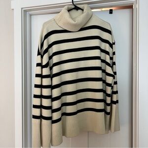 WeWoreWhat Cream and black striped Knit Sweater turtleneck size S/M